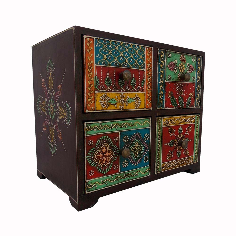 Colorful Chest of 4 Drawers - Handpainted Colorful Chest of 4 Drawers - Handpainted