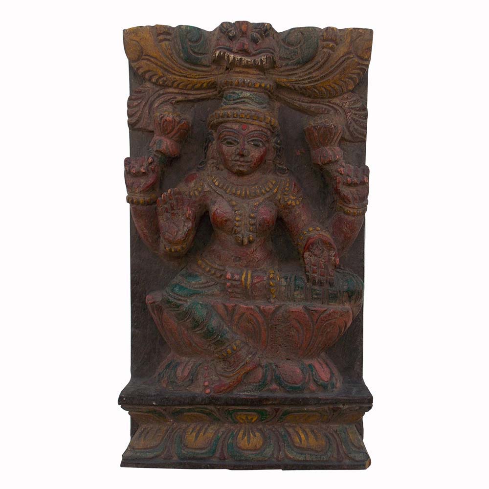Laxmi Mata - Antique Carved Wooden Wall Piece