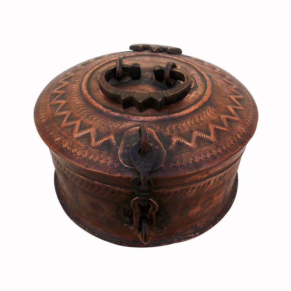Vintage Collectible Chapati Box Dabusa Copper, Old And Interesting 