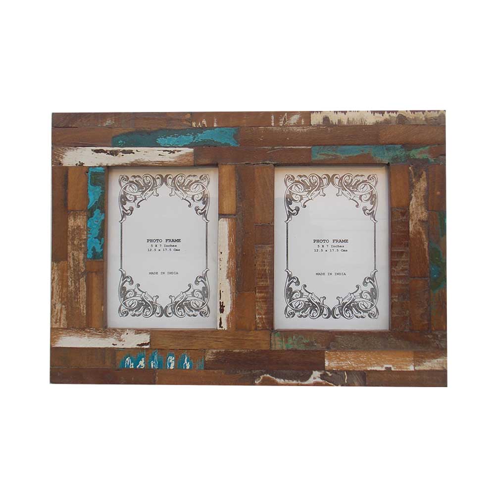Couple Photo Frame 2 Photo 5 x 7  Inches - Reclaimed Wood