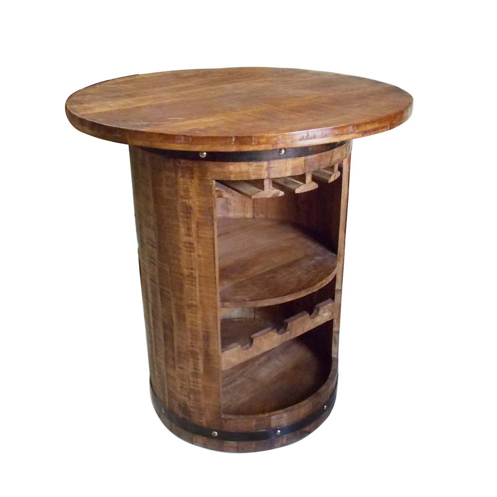 Round Wooden Barrel Wine Rack - Bar