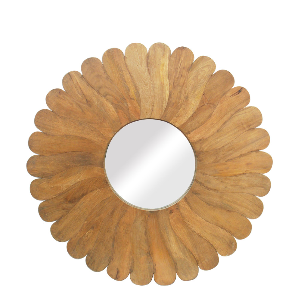 Round Floral Mirror Frame- Natural Wood, Dia 48 Inch Round Floral Mirror Frame- Natural Wood, Dia 48 Inch