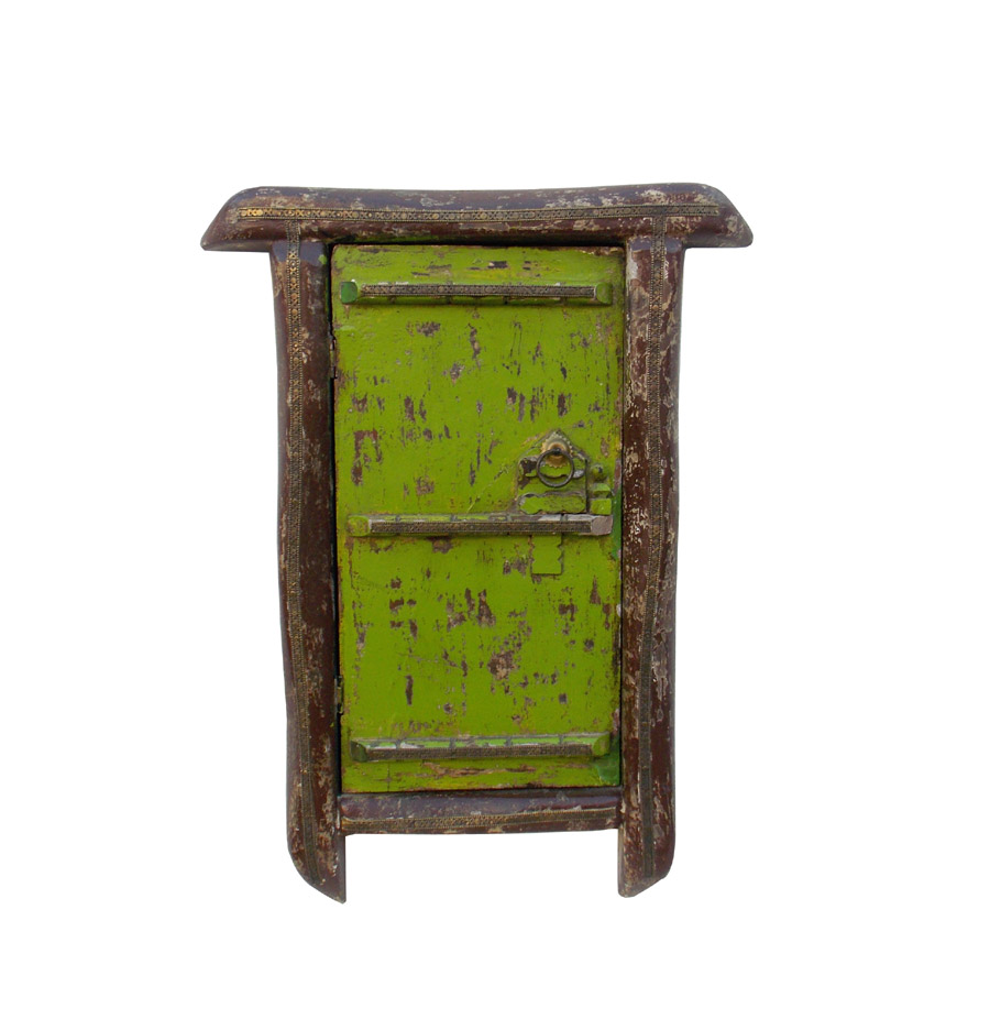 Village Window Mirror Frame - Chipped Green