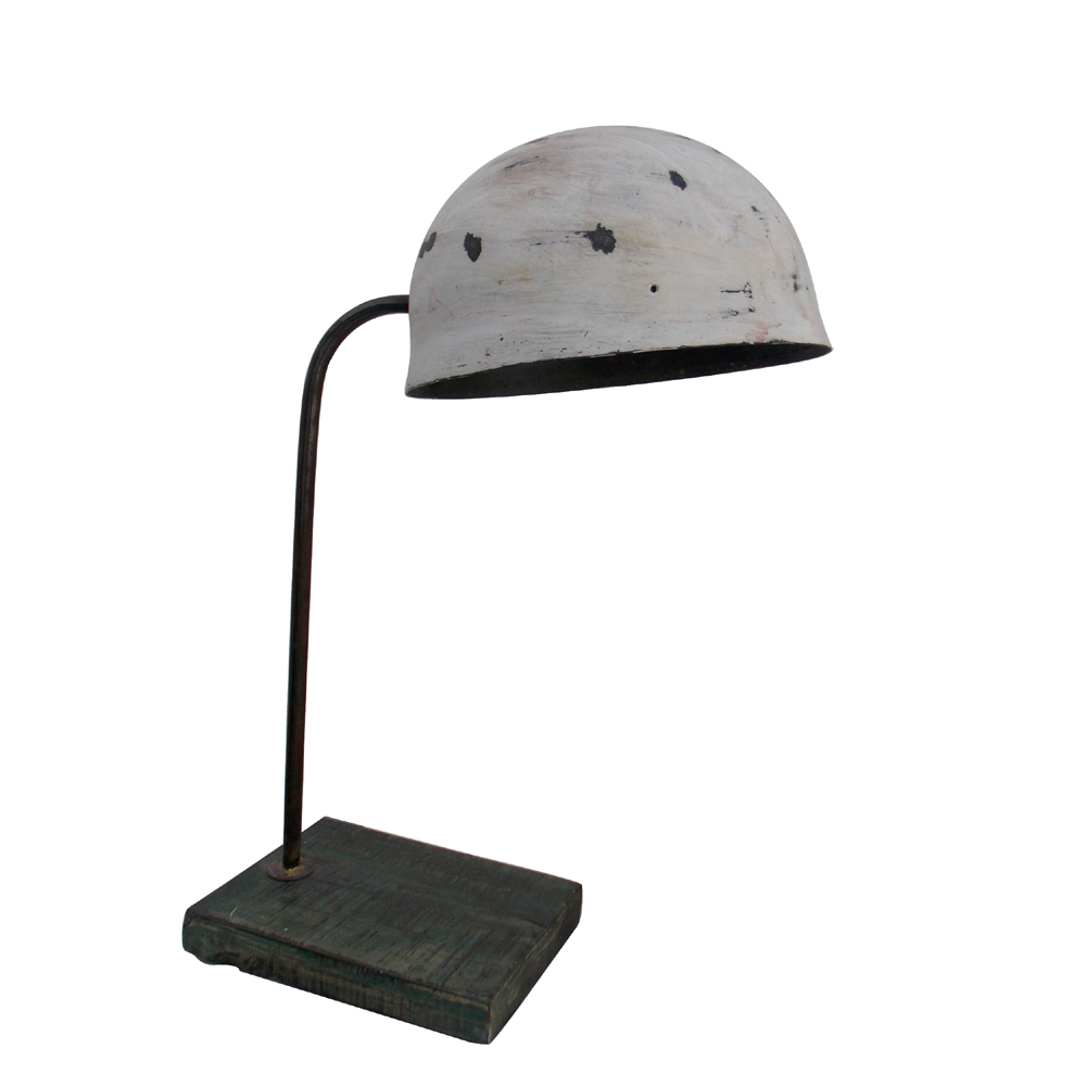 Iron Helmet Lamp - Vintage Iron Helmet Lamp - Vintage