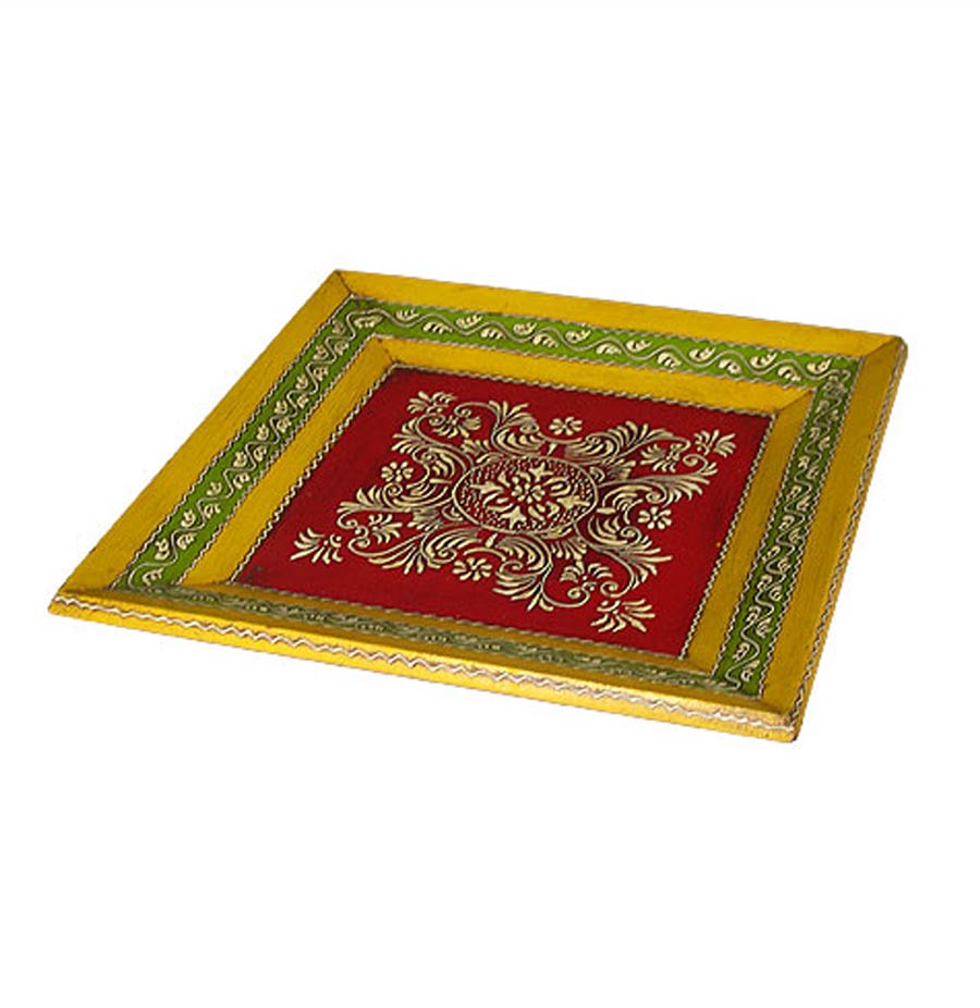 Hand Painted Tray - Platter Square Multi Colours