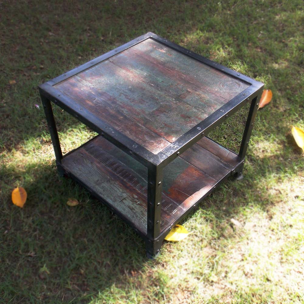 Reclaimed Wood Table Iron Frame Square