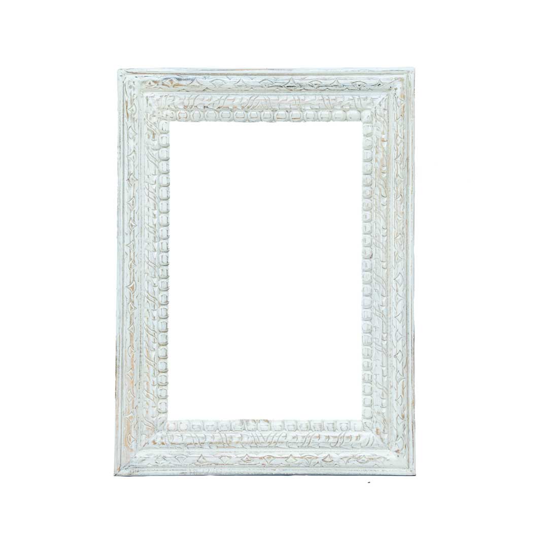 Carved Wooden Frame - Distressed White