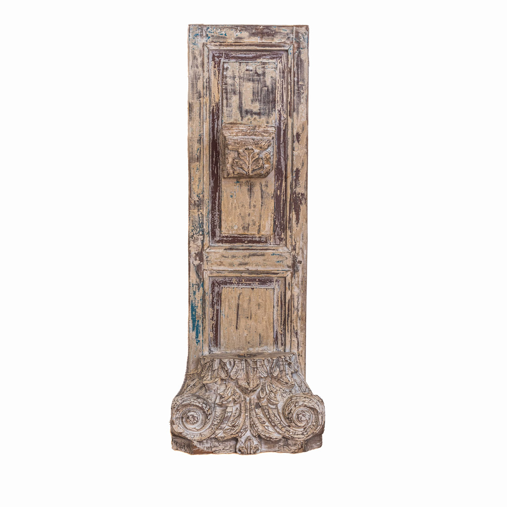 Rustic Carved Wooden Floor Mounted Candle Stand