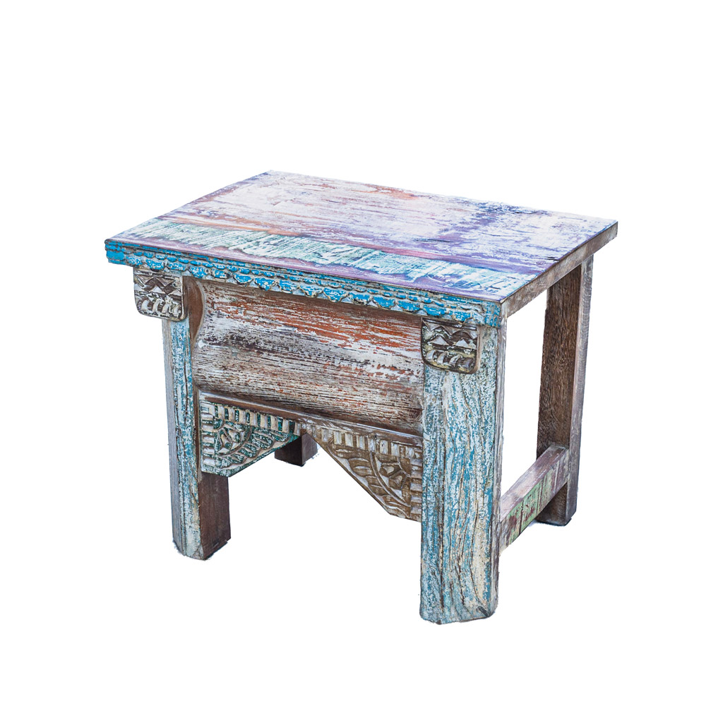 Distressed Finish Wooden Side Table  