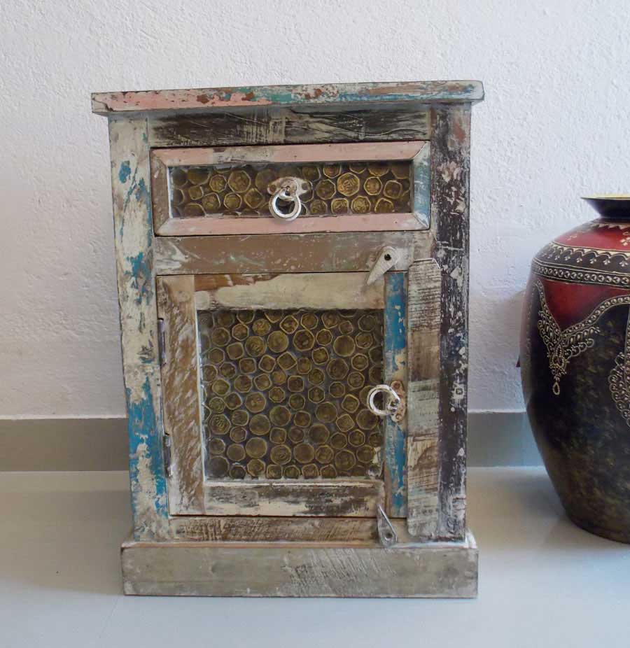 Indian Coins Embossed Side Cabinet 