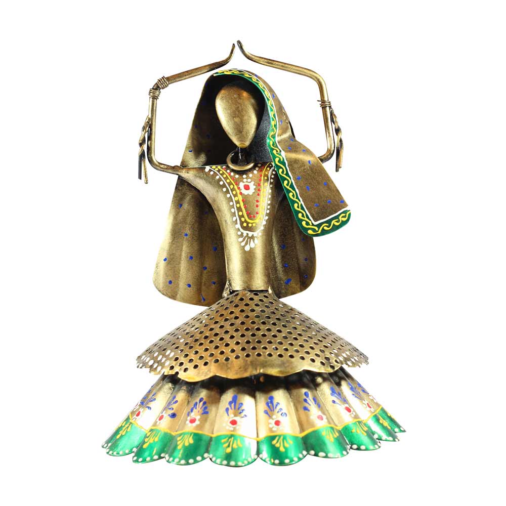 Kalbeliya Dancer Golden Theme Green