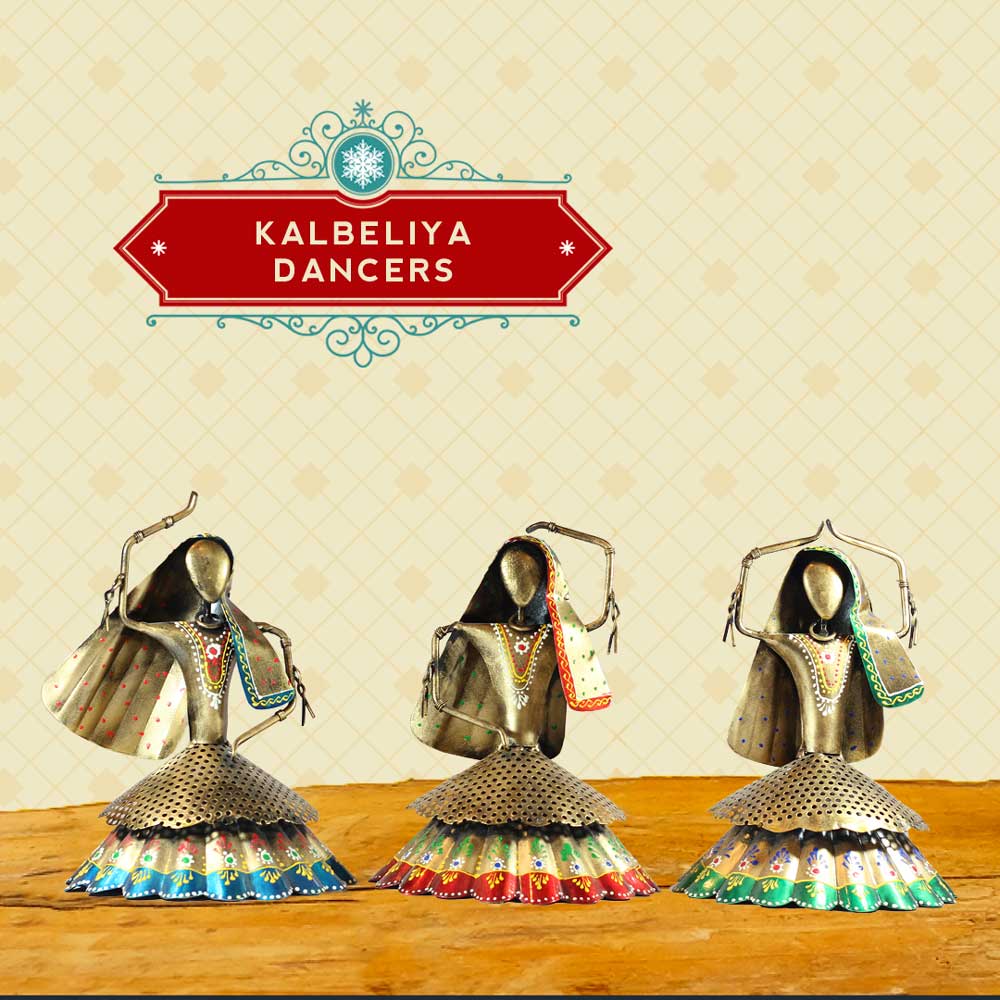 Kalbeliya Dancer Golden Theme Set of Three