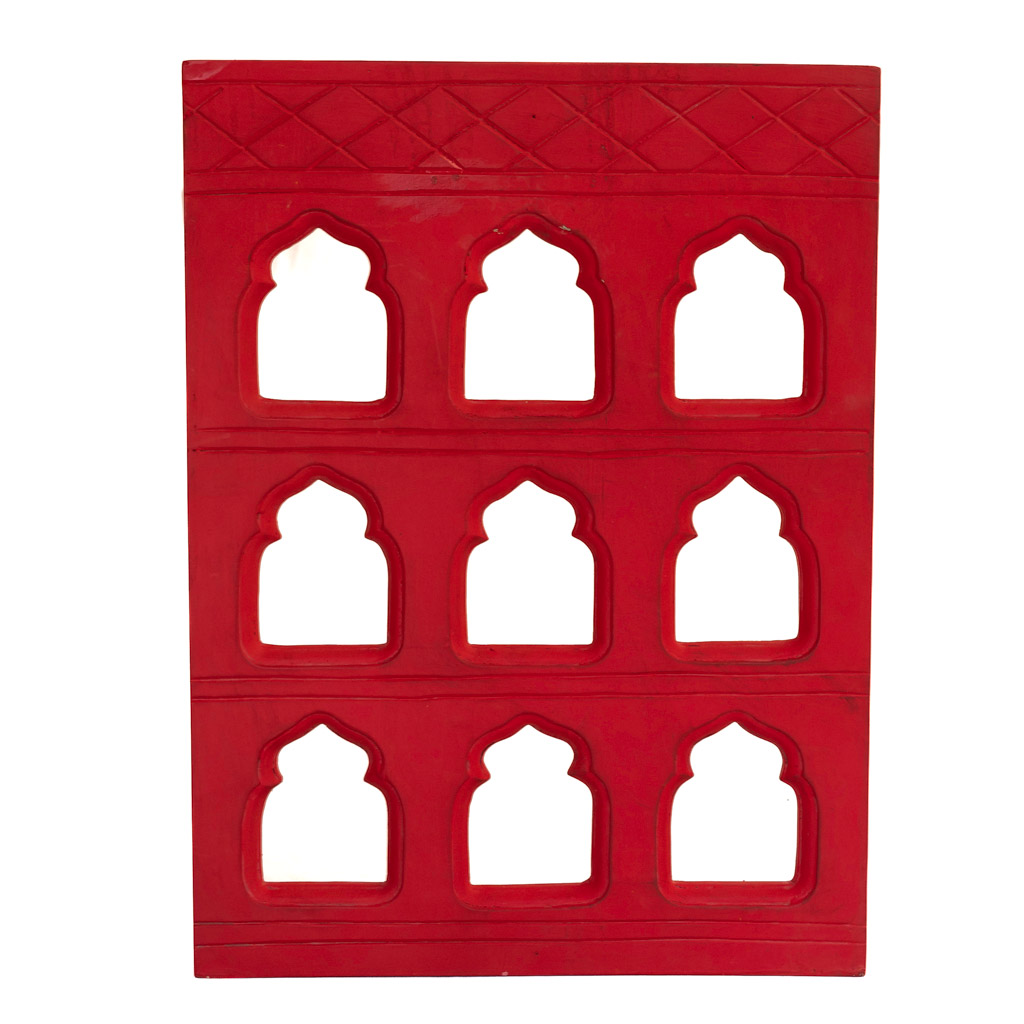 Handcrafted 9 Window bright Red Frame