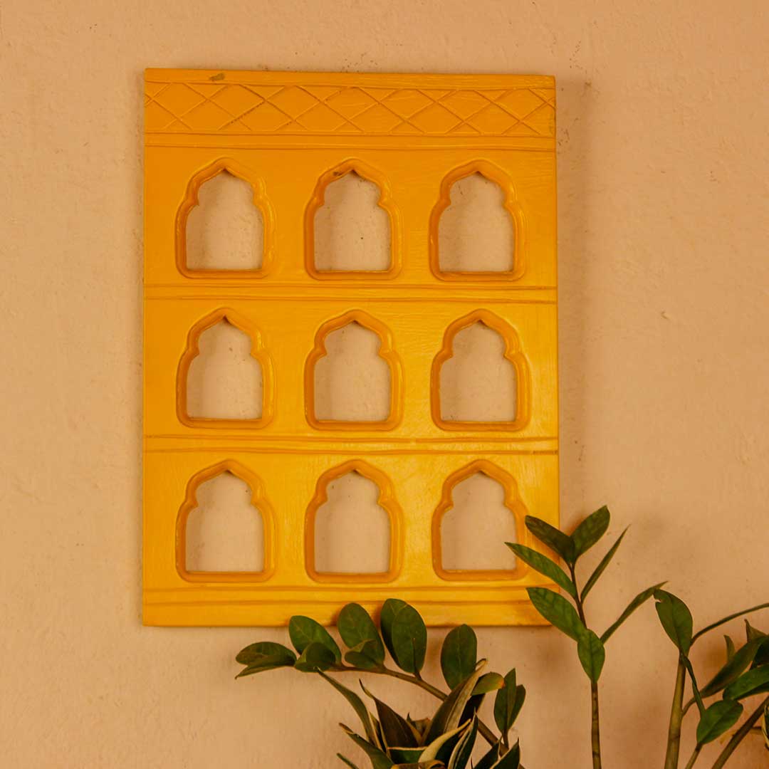 Handcrafted 9 Window vibrant Yellow Frame  