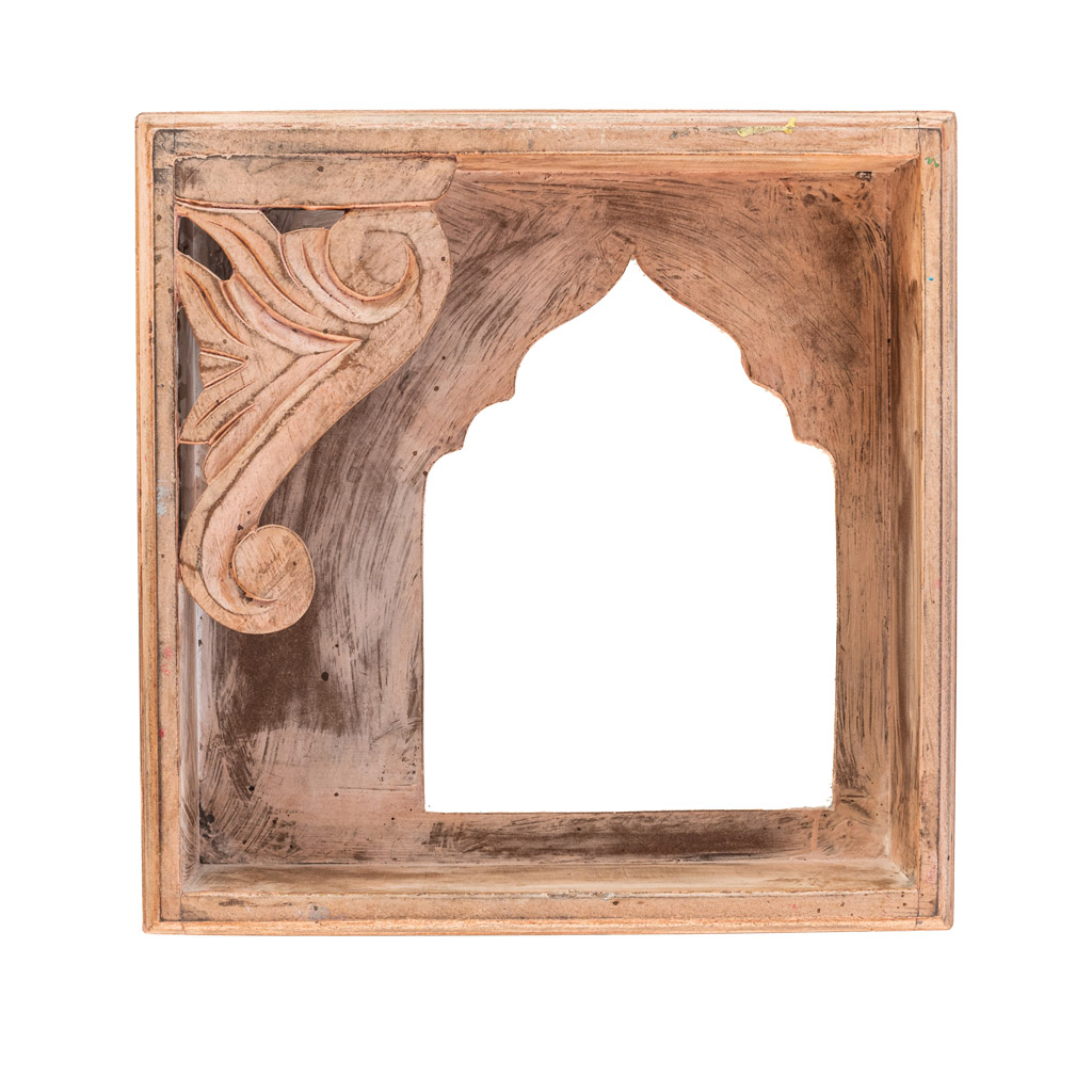 Traditional Carved Wooden Box Mirror Frame - Distressed White