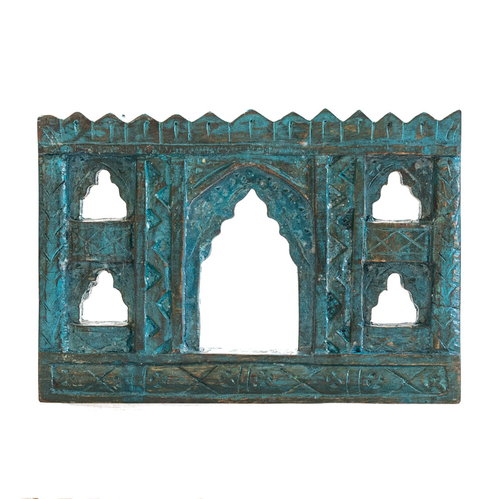 Handcrafted 5 Window distressed Blue Frame    