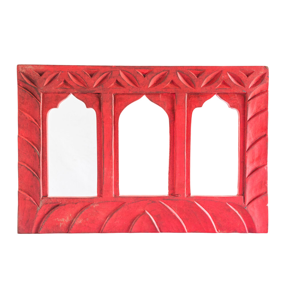 Traditionally 3 Arched Window Frame - Red Traditionally 3 Arched Window Frame - Red