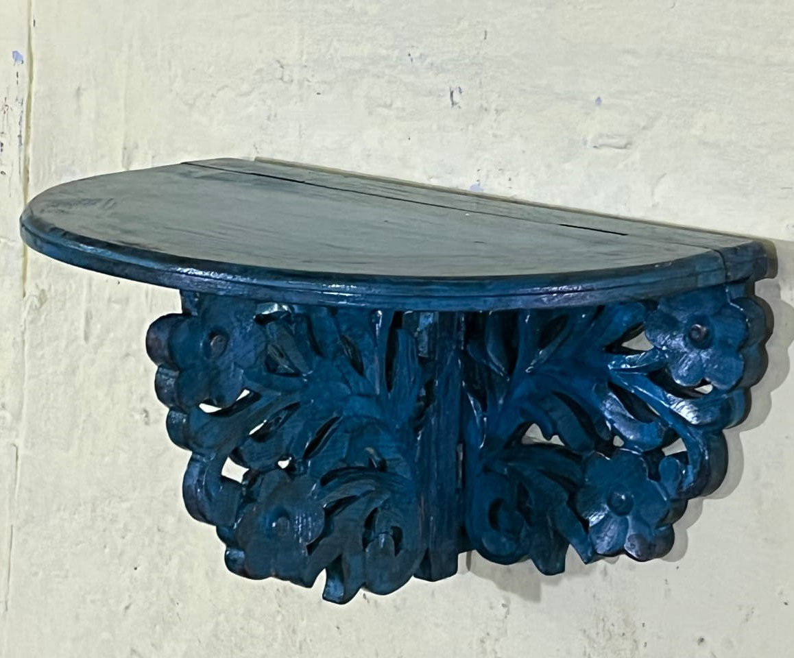 Wooden Wall Shelf - Distressed Blue Wooden Wall Shelf - Distressed Blue