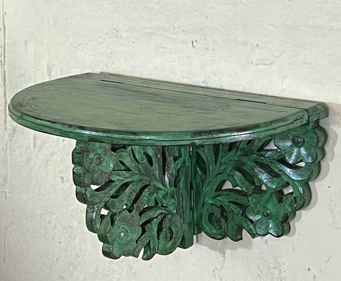 Wooden Wall Shelf - Distressed Green Wooden Wall Shelf - Distressed Green