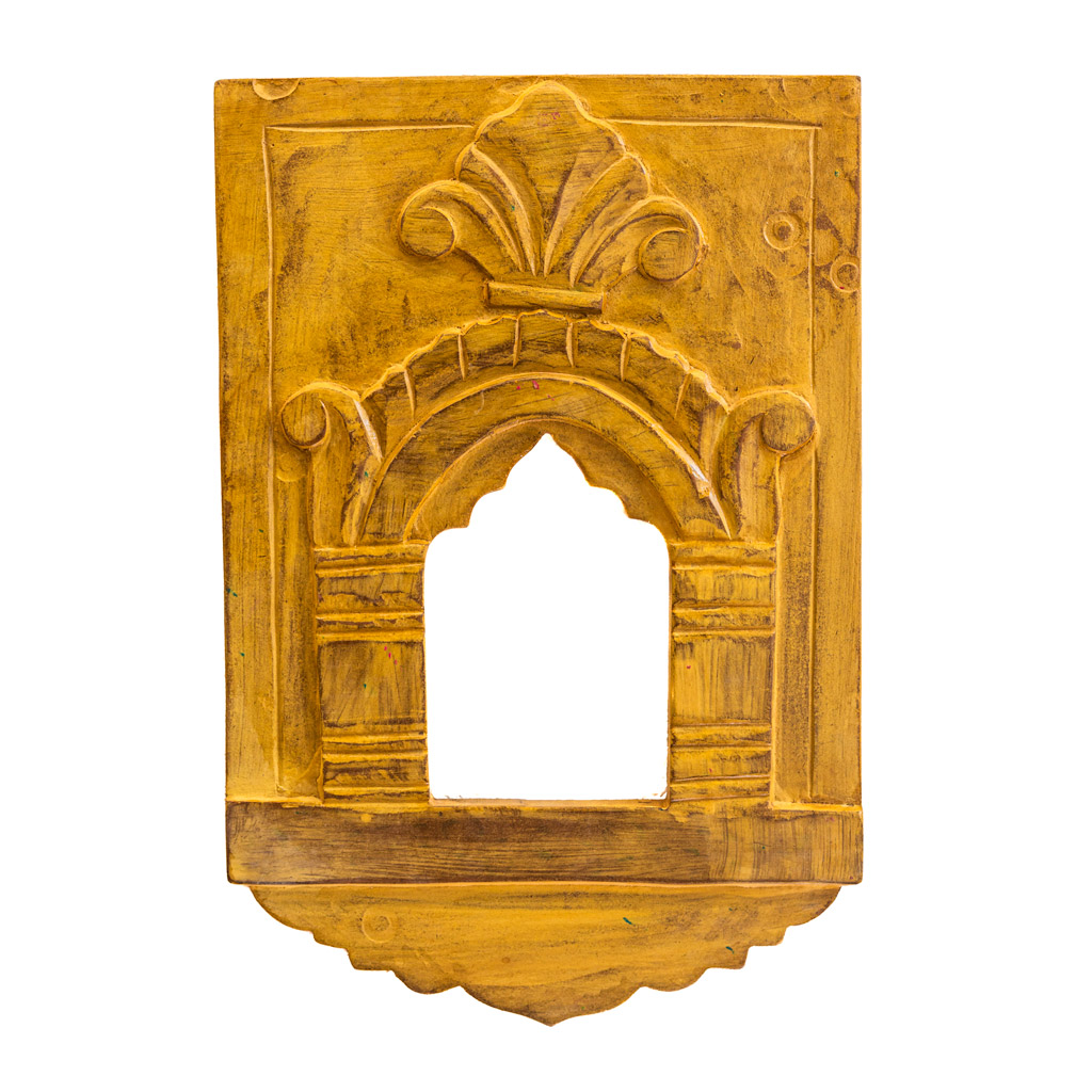 Decorative Wooden Jharokha Mirror Frame - Yellow Decorative Wooden Jharokha Mirror Frame - Yellow