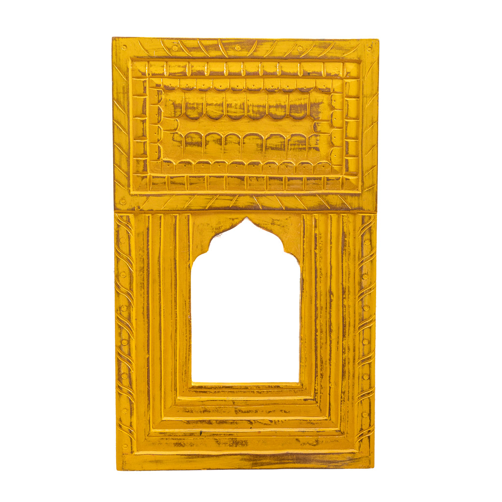 Decorative Jharokha Mirror Frame - Yellow 