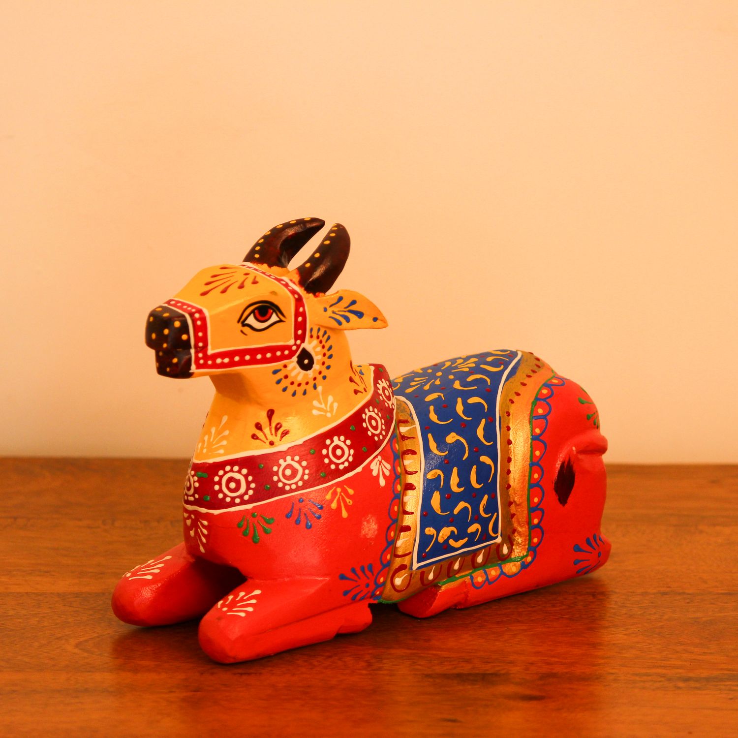 Nandi Figurine – Multicolour with Orange Base Nandi Figurine – Multicolour with Orange Base