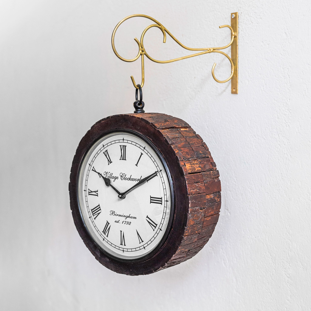 Railway Clock - Sleeper Wood - Large Railway Clock - Sleeper Wood - Large
