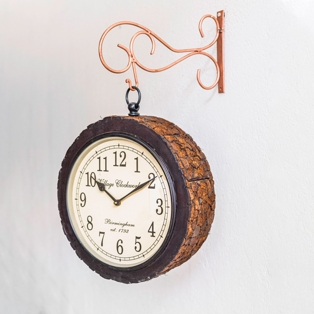 Railway Clock - Coconut Shell Top Dia 12 Inches Railway Clock - Coconut Shell Top Dia 12 Inches