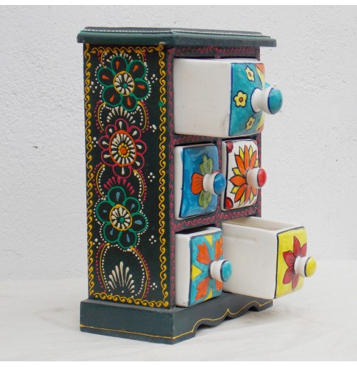 6 Drawers Ceramic drawers Mini Chest Painted