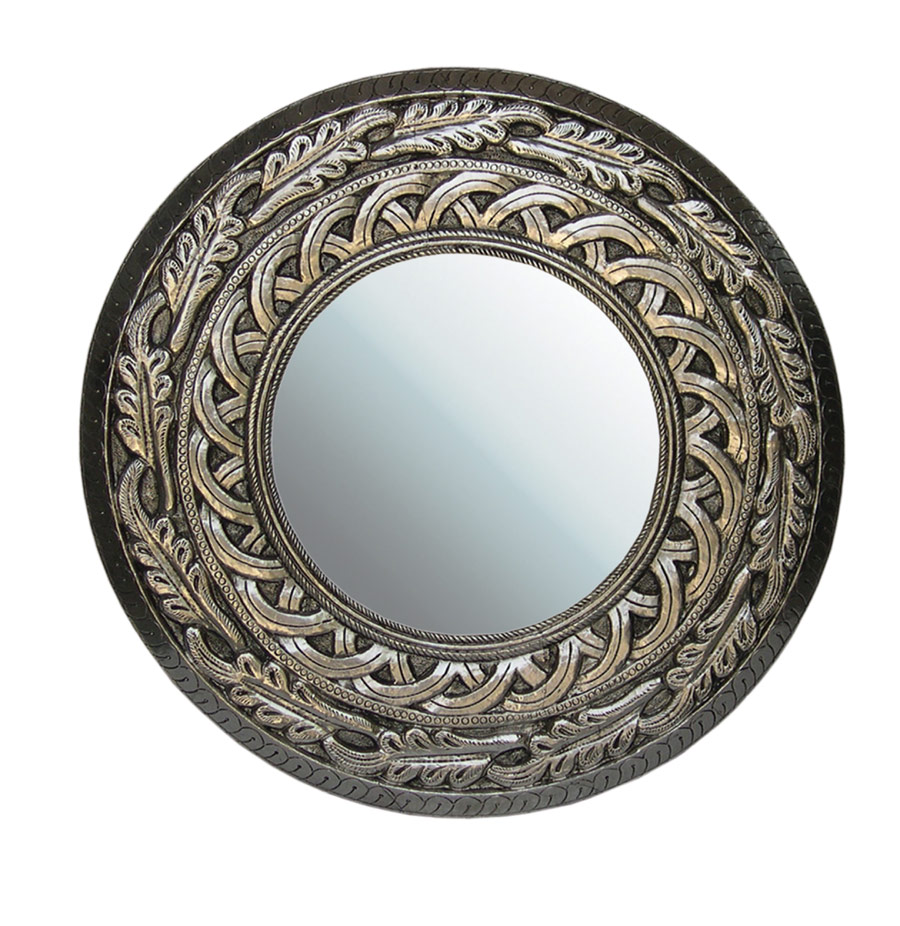 Metal Cladded Wooden Carved Mirror Frame