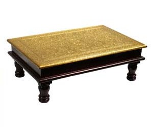 All purpose silver & wooden bajot for home decor wooden-bajot